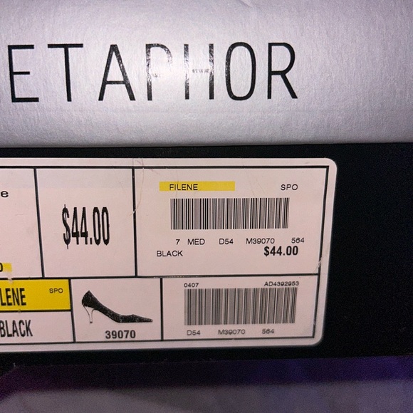 {Metaphor} Black Textured Pointed-Toe Heels/Kitten Heels – Size 7 – New in Box - Picture 11 of 11